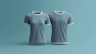 两件简约灰色T恤展示
