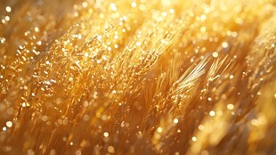 金色绒毛上的晶莹水珠