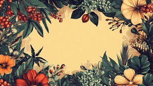 花卉环绕的自然清新背景