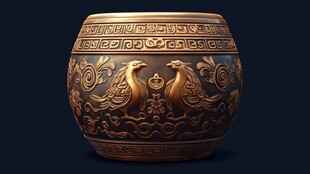 中式雕花金纹古典瓷罐