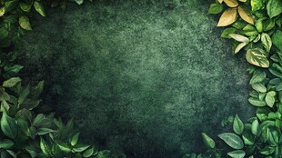 绿叶环绕的复古绿色背景