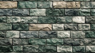 复古绿石砖墙纹理背景
