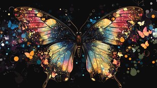 梦幻炫彩蝴蝶飞舞图