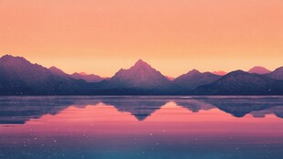 梦幻湖山 粉紫天际之景