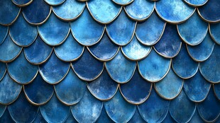 蓝色鱼鳞状纹理图案背景