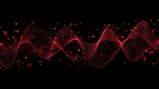 红色粒子波浪动感背景图