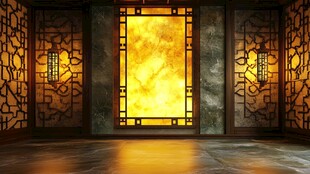 中式古风玄幻光影房间
