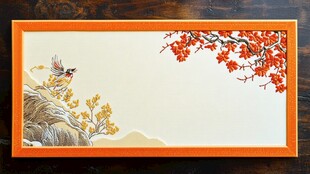 中式花鸟装饰画 橙框雅致