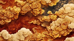 中式浮雕祥云背景图案