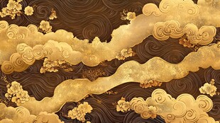 金色祥云花纹中式传统图案
