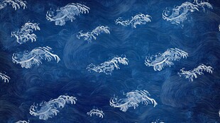 蓝底中式海浪纹理图案