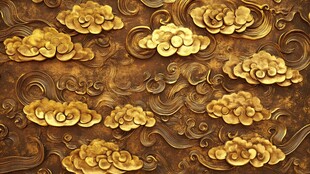 金色祥云浮雕纹理背景