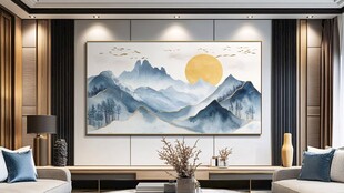 中式客厅的山水挂画装饰