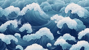 蓝色海浪图案背景纹理