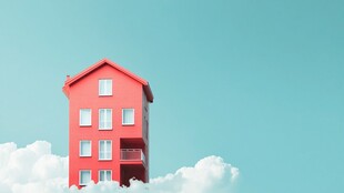 梦幻红屋悬浮于云端