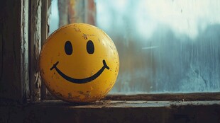 窗边笑脸球 带来一抹温暖