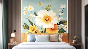 卧室中清新花卉装饰画