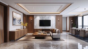 现代中式风格客厅装修效果图