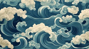 中式海浪云纹传统图案