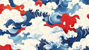 传统日式海浪图案背景