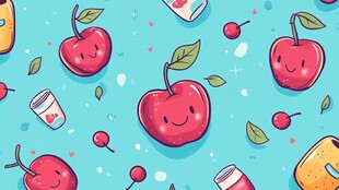 可爱水果图案的清新背景