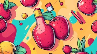苹果主题插画 果汁与鲜果