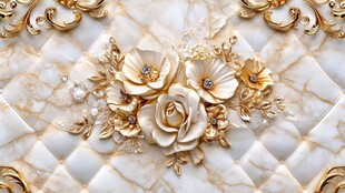 奢华金饰花朵大理石纹理
