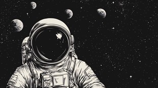 孤独宇航员漫游浩瀚宇宙