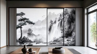 中式山水墨韵客厅背景墙