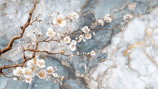 梅花绽于大理石背景