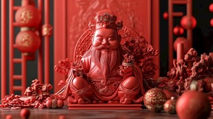 红色财神摆件 喜庆氛围浓