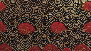 中式传统海浪红日纹锦图