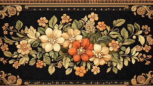 复古花卉精美刺绣图案