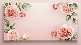 粉色玫瑰装饰背景图