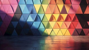 彩色三角几何墙面艺术