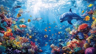 梦幻海底世界 海豚共游