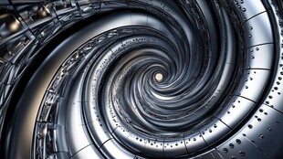金属螺旋结构的科幻图景