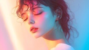 梦幻光影下的迷人少女