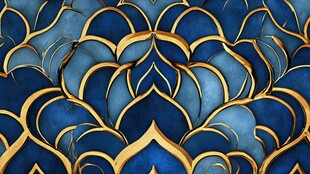 蓝金渐变莲花纹精美图案