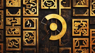 中式古韵金色雕花装饰图案