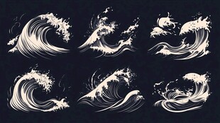 日式海浪图案插画