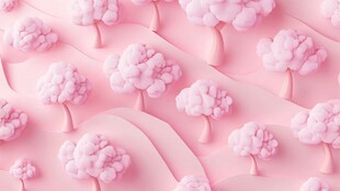 梦幻粉色卡通树木景观