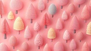 梦幻粉色小树装饰图案