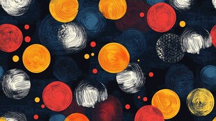 多彩手绘风圆点图案背景