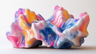 多彩抽象陶艺摆件