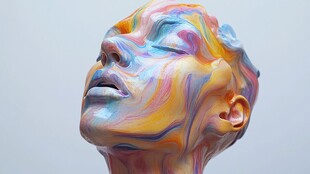 多彩抽象艺术人脸雕塑