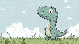 雨中的可爱小恐龙