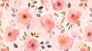 粉色花卉水彩风无缝图案