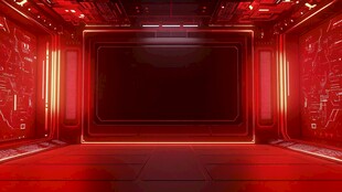 红色科技风未来感展示空间