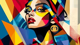 几何风格多彩女性肖像